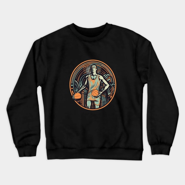 Vintage Basketball Player Crewneck Sweatshirt by Imou designs